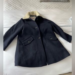 Jacadi Girls Wool Coat Size 10 Blue Excellent Condition